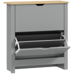 HOMCOM Mueble zapatero 12 pares, armario estrecho con 2 cajones abatibles y estantes regulables, gris claro