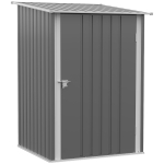 Outsunny 3.3 x 3.4ft Lean To Steel Garden Shed, with Locking Door - Grey