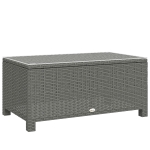 Outsunny Rattan Garden Coffee Table with Glass Top, Light Grey