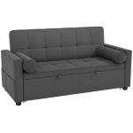 HOMCOM Sofá convertible 2 plazas 3 en 1 sofá cama con cama nido doble respaldo regulable 2 cojines 80,5x137,5x84cm gris
