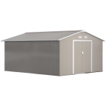 Outsunny 13 x 11ft Large Metal Storage Shed Sliding Doors - Warm Grey