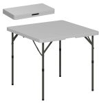 Outsunny Folding Camping Table with 2 Adjustable Heights, Portable Garden Table in HDPE and Metal, 86x86x74 cm, White