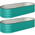 Outsunny Set of Two 150 x 60cm Steel Planters - Green