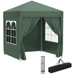 Outsunny 2 x 2m Pop Up Gazebo, w/Side Walls, Windows-Green