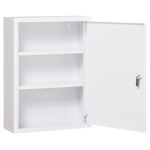 kleankin Armoire à pharmacie murale en acier, armoire à médicaments à 3 niveaux porte verrouillable 2 clés, 40x15x53,5cm, blanc
