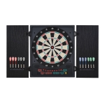 HOMCOM Electronic Dartboard Set, 27 Games Modes and 202 Variations, LED & 12 Soft Tip Darts and Cabinet to Storage, Ready-to-Play Multi-Game Option Darts Machine