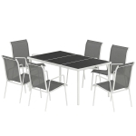 Outsunny Set de Jardin 7 pièces : Table Rectangulaire et 6 Chaises Empilables