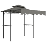 Outsunny Pérgola para Barbacoa con Techo Doble Impermeable, 242x149x248 cm, Gris