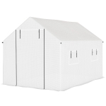 Outsunny Serre de jardin tunnel 2 x 3m, 6m² avec porte enroulable, 4 fenêtres, - Acier galvanisé PE Haute densité Blanc