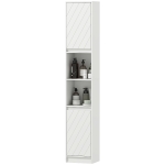 HOMCOM Meuble colonne salle de bain, meuble de rangement avec 2 portes, 2 compartiments ouverts, , 30 x 24 x 170 cm, blanc