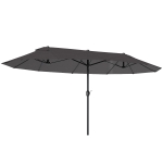 Outsunny Parasol de jardin exterieur parasol double 4,6L x 2,7l x 2,4H m ouverture fermeture manivelle acier polyester haute densité gris