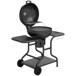 Outsunny Grill węglowy BBQ z bocznymi stolikami, termometrem w pokrywie, kółkami 129 x 63,5 x 106,5 cm