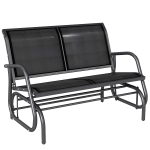 Outsunny Outdoor Glider Bench, Patio 2 Seater Swing Gliding Loveseat w/ Power-Coated Steel Frame, Mesh Seat and Armrests, for Backyard Garden Porch, Black