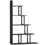 HOMCOM Estantería biblioteca separador de ambientes estilo industrial en escalera 5 baldas 102 x 30 x 160 cm color negro