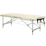HOMCOM Table de massage pliable portable + housse de transport charge max. 225 Kg hauteur réglable 210 x 90 cm crème