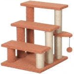 PawHut Kratzbaum, Haustiertreppe, 3 Stufen, Spielball, bis 5 kg, 45x40x48cm, Braun