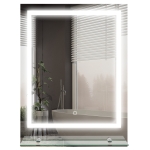 kleankin Miroir rectangulaire mural lumineux LED de salle de bain 70 x 50 cm