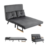 HOMCOM Canapé convertible 2 places avec dossier réglable sur 5 niveaux et 2 coussins rembourrés pour salon, chambre d'amis