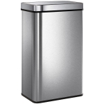 HOMCOM Lixeira com Sensor 60 L Tampa Automática Aço Inoxidável Versátil Cor Prata