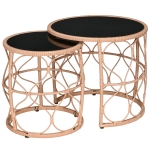 Outsunny 2er-Set Gartentische Outdoor-Beistelltische, Boho-Stil, Indoor. Outdoor, 55 cm x 55 cm x 51 cm, Schwarz + Natur