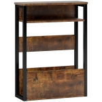 HOMCOM Masă de cafea în stil industrial pentru living, cu 2 rafturi, din lemn și metal, 46x18x58,5 cm, maro