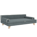 PawHut Sofá para Perros Grandes y Medianos Tapizada en Chenilla con Cojín Lavable y Patas de Madera de Pino Gris Oscuro