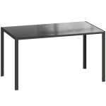 HOMCOM Mesa de Comedor de Cristal Rectangular para 6 Personas con Patas de Metal para Cocina Salón 140x80x75 cm Negro