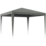Outsunny Carpa Desmontable de Jardín 3x3 m Gazebo Cenador para Exteriores con 4 Orificios de Drenaje y Tubo de Acero Gris