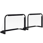 HOMCOM Mini Porterías de Fútbol Plegables Set de 2 Porterías de Exterior para Niños y Adultos 90x36x60 cm Negro