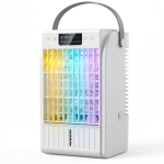 HOMCOM Desk Fan with RGB Light Nebulizer and Humidifier with 4 Speeds 1.5L Water Tank White