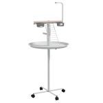 PawHut Anflugstange Freisitz für Papageien Sitzstange, 1 Leiter, 1 Schaukel, Futternäpfe, 60 x 60 x 138 cm, Weiß + Natur