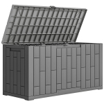 Outsunny Tuinbox 227 Liter Waterdicht UV-bestendig en Afsluitbaar Opbergbox in Houtlook voor Tuin 106,5x43x54,5 cm Grijs