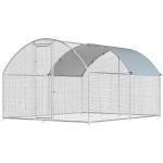 PawHut Poulailler Enclos pour poules en acier galvanisé avec toit 2,8x3,4x1,9m Argent