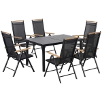 Outsunny opvouwbare zitgroep 7 stuks. Balkonset balkonmeubel 1 tafel + 6 stoelen tuinmeubelset zitset aluminium gaas zwart