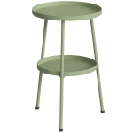 Outsunny Patio Side Table, 2-Tier Round Coffee End Table for Garden Balcony Living Room Bedroom, Light Green