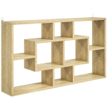 HOMCOM Estante de Pared Decorativo Estantería para Libro, CDs con 8 Cubos 85x14,5x47,5 cm Roble