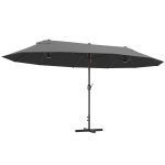 Outsunny Parasol de jardin XXL avec pied en croix parasol grande taille 4,6L x 2,7l x 2,4H cm ouverture fermeture manivelle acier polyester haute densité gris