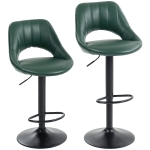 HOMCOM Set of Two Faux Leather Bar Stools - Dark Green