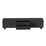 Minimalist TV Cabinet with Solid Wood Legs and Curved Doors, Spacious Storage Unit with Drawers and Shelves, 180L x 40W x 42H cm, Black
