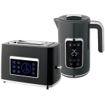 HOMCOM Touch Screen Kettle and Toaster Set - Grey