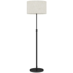 HOMCOM Floor Lamp with Remote, Height Adjustable Standing Lamp with Linen Shade, Dimmable with 3000K-6000K Adjustable Colour Temperatures, Foot Switch for Living Room Bedroom Office, Black