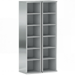 HOMCOM Set of 2 CD Media Display Shelf Unit Tower Rack with Adjustable Shelves, High Gloss Grey