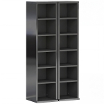 HOMCOM Set of 2 CD Media Display Shelf Unit Tower Rack with Adjustable Shelves, High Gloss Black