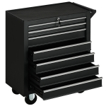 DURHAND Carrello da Officina con 7 Cassetti, Serratura con Chiavi, Ruote e Maniglia, 69x33x75cm, Nero