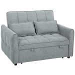 HOMCOM 2 Seater Sofa Bed, 3-in-1 Convertible Sleeper Sofa with Click-clack Adjustable Backrest and 2 Pillows, Grey