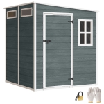 Outsunny Tuinhuis 2,89 m² Tuinschuur met Houtlook 3 Ramen Ventilatie Bodem Slot Handschoenen 182 x 182 x 196 cm