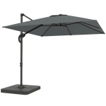 Outsunny Aluminiowy parasol ogrodowy Ø244cm z korbą, stojakiem, wodoodporny, obrotowy 360°, ciemnoszary