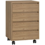 HOMCOM Cajonera de Oficina con 4 Cajones Cajonera de Escritorio con Ruedas para Estudio 46x40x65 cm Marrón