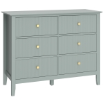 HOMCOM Fluted Dresser, 6 Drawer Chest of Drawers for Bedroom, Living Room, Hallway, Closet, Green