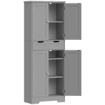 HOMCOM Mueble de baño con cajón, armario con puertas, estante ajustable, 60 x 30 x 160 cm, gris